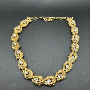Coro Marked Vintage gold tone necklace with crystal gems